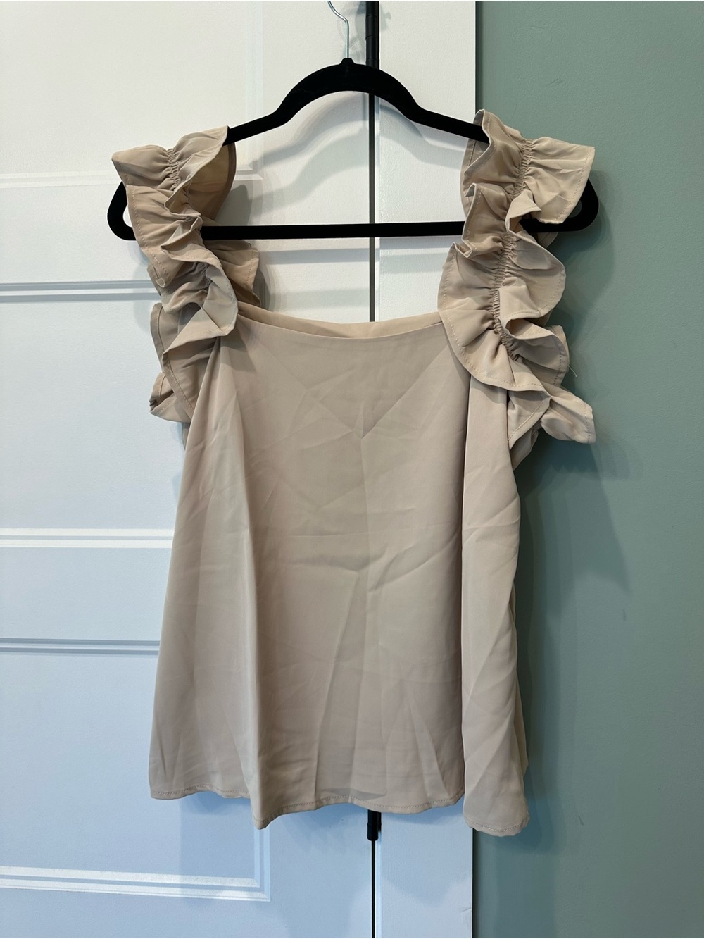 Ruffled Strap Women’s Tank Top - Beige